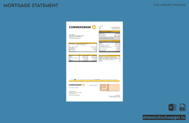Beispiel eines Hypothekenkontoauszugs der Commerzbank (Deutschland)